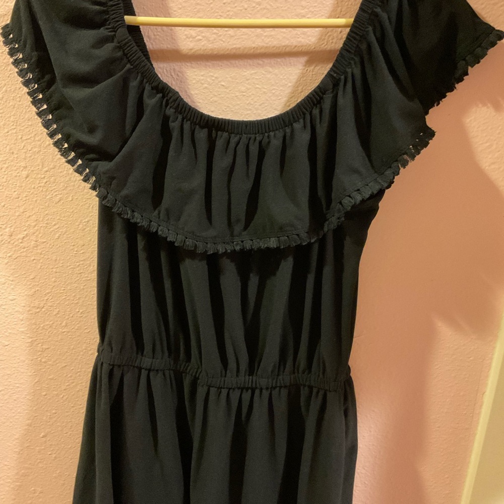 Black Scort with added fringe on collar. Size L